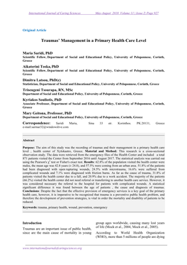 Traumas' Management in a Primary Health Care Level