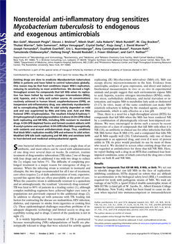 Nonsteroidal Anti-Inflammatory Drug Sensitizes Mycobacterium