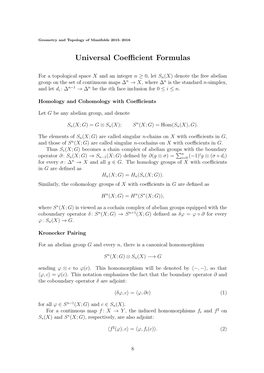 Universal Coefficient Formulas