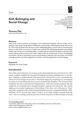 Self, Belonging and Social Change