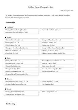 Odakyu Group Companies List