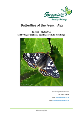 Butterflies of the French Alps Holiday Report 2015