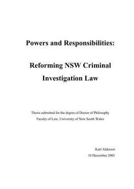 Reforming NSW Criminal Investigation Law
