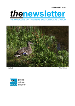 Thenewsletter the MAGAZINE of the RSPB BOLTON LOCAL GROUP