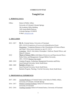 Yongjei Lee CV