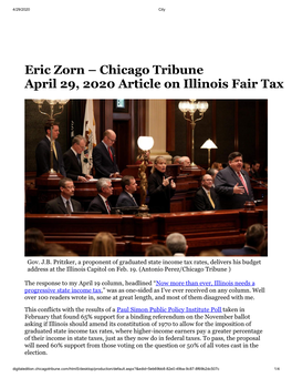 Eric Zorn – Chicago Tribune April 29, 2020 Article on Illinois Fair Tax