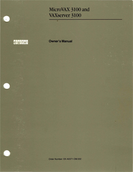 Microvax 3100 Owner's Manual