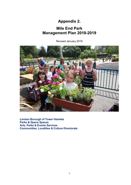 Appendix 2. Mile End Park Management Plan 2018-2019