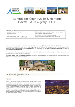 Languedoc Countryside & Heritage Odette BATIK & Jerry SCOTT