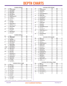 Clemson-LSU Depth Charts