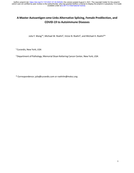 A Master Autoantigen-Ome Links Alternative Splicing, Female Predilection, and COVID-19 to Autoimmune Diseases