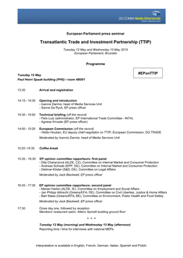 Transatlantic Trade and Investment Partnership (TTIP)