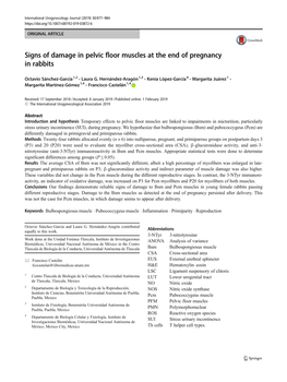 Signs of Damage in Pelvic Floor Muscles at the End of Pregnancy in Rabbits