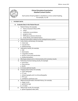 Clinical Simulation Examination Detailed Content Outline