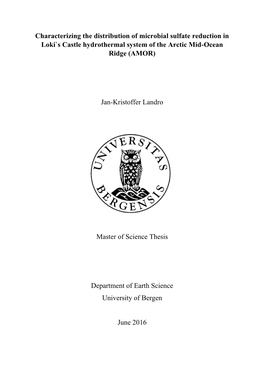 Characterizing the Distribution of Microbial Sulfate Reduction in Loki`S Castle Hydrothermal System of the Arctic Mid-Ocean Ridge (AMOR)