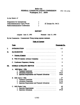 Before the FEDERAL COMMUNICATIONS COMMISSION FCC 95-256 Washington, D.C