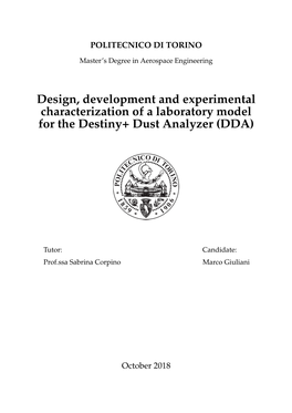 Design, Development and Experimental Characterization of a Laboratory Model for the Destiny+ Dust Analyzer (DDA)