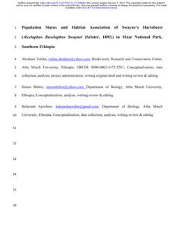 Population Status and Habitat Association of Swayne's