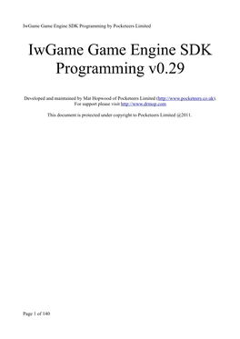 Iwgame Game Engine SDK Programming by Pocketeers Limited Iwgame Game Engine SDK Programming V0.29