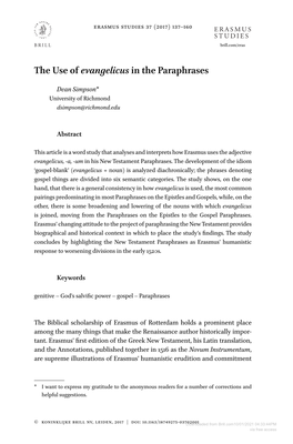 Downloaded from Brill.Com10/01/2021 04:33:44PM Via Free Access 138 Simpson to Regrounding Christianity in Scripture