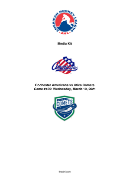 Media Kit Rochester Americans Vs Utica Comets Game #125