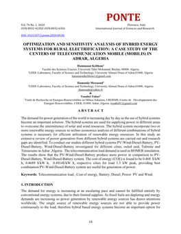 Optimization and Sensitivity Analysis of Hybrid Energy