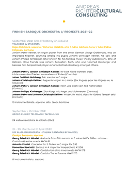 Projects Finnish Baroque Ochestra :: 2021-22