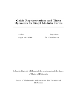 Galois Representations and Theta Operators for Siegel Modular Forms