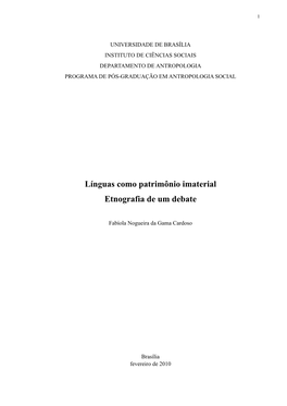 Línguas Como Patrimônio Imaterial Etnografia De Um Debate