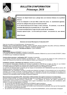 Bulletin Municipal Printemps 2018