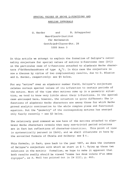 Special Values of Hecke L-Functions and Abelian Integrals