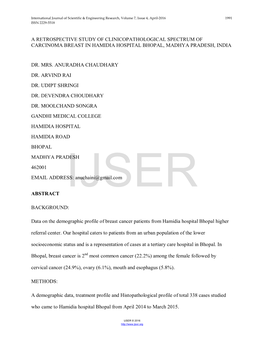 A Retrospective Study of Clinicopathological Spectrum of Carcinoma Breast in Hamidia Hospital Bhopal, Madhya Pradesh, India