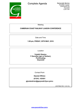 (Public Pack)Agenda Document for Cambrian Coast Railway Liaison