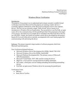 Windows Driver Verification