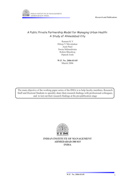 A Public Private Partnership Model for Managing Urban Health: a Study of Ahmedabad City