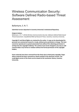 Wireless Communication Security: Software Defined Radio-Based Threat Assessment