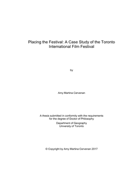 Placing the Festival: a Case Study of the Toronto International Film Festival