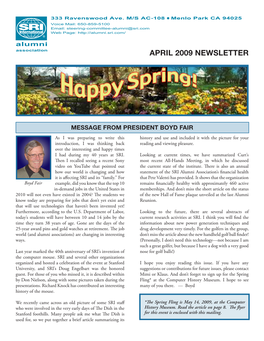 April 2009 Newsletter