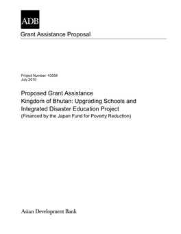 Upgrading Schools and Integrated Disaster Education Project (Financed by the Japan Fund for Poverty Reduction)
