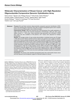 Molecular Characterization of Breast Cancer with High-Resolution Oligonucleotide Comparative Genomic Hybridization Array