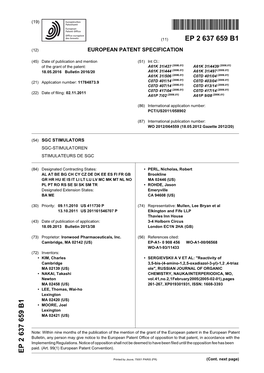 Sgc Stimulators Sgc-Stimulatoren Stimulateurs De Sgc