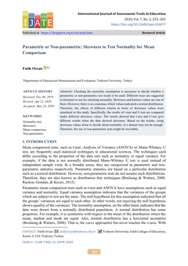 Skewness to Test Normality for Mean Comparison