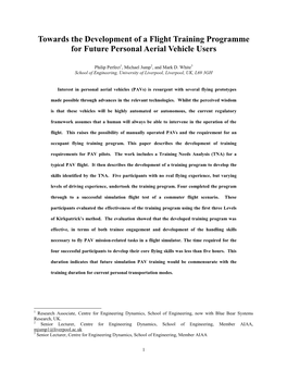 Towards the Development of a Flight Training Programme for Future Personal Aerial Vehicle Users