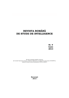 Revista Romçn De Studii De Intelligence