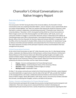 Chancellor's Critical Conversations on Native Imagery Report