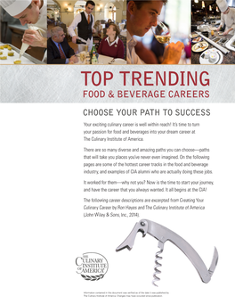 Top Trending Food & Beverage Careers