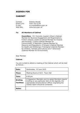 (Public Pack)Agenda Document for Cabinet, 10/06/2015 18:00