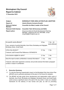 Bordesley Park Area Action Plan