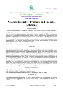 Assam Silk Market: Problems and Probable Solutions