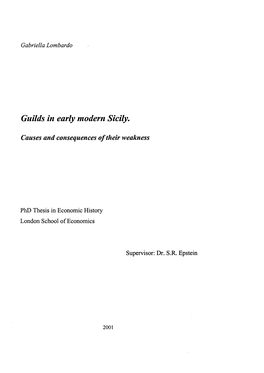 Guilds in Early Modern Sicily